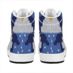 Christmas High Top Leather Sneakers with Penguin Knitted Design