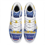 Christmas High Top Leather Sneakers with Penguin Knitted Design