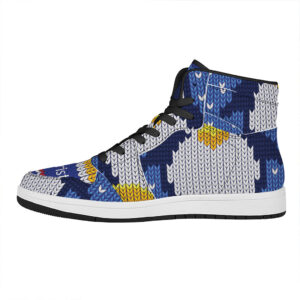 Christmas High Top Leather Sneakers With Penguin Knitted Design Oyuyy