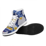 Christmas High Top Leather Sneakers with Penguin Knitted Design