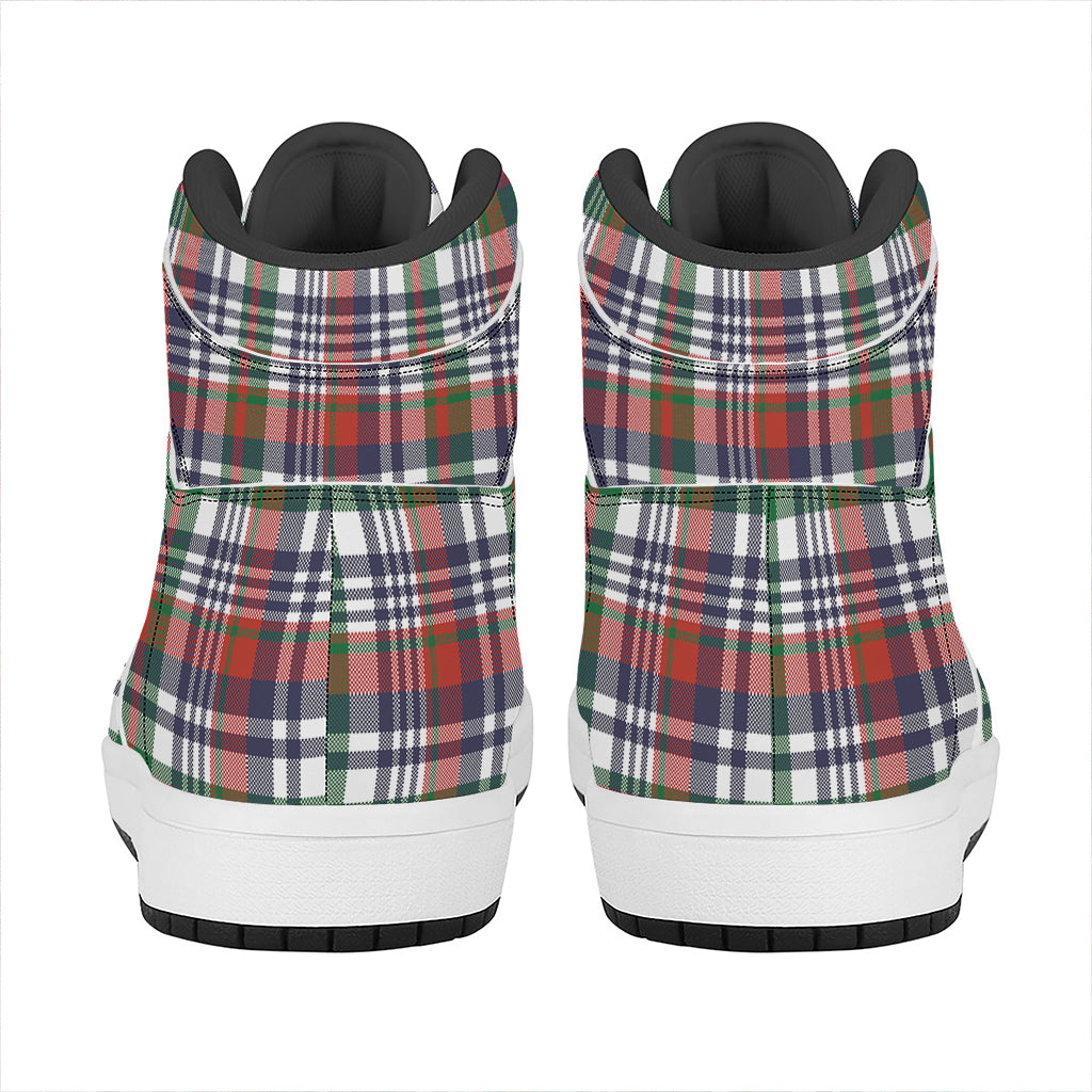 Christmas High Top Leather Sneakers with Plaid Design