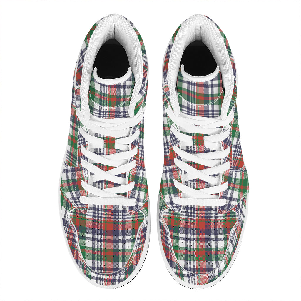 Christmas High Top Leather Sneakers with Plaid Design