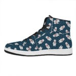 Christmas High Top Leather Sneakers with Polar Bear Print