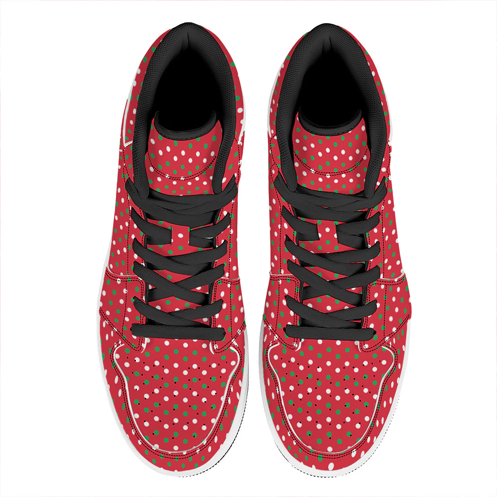 Christmas High Top Leather Sneakers with Polka Dot Design