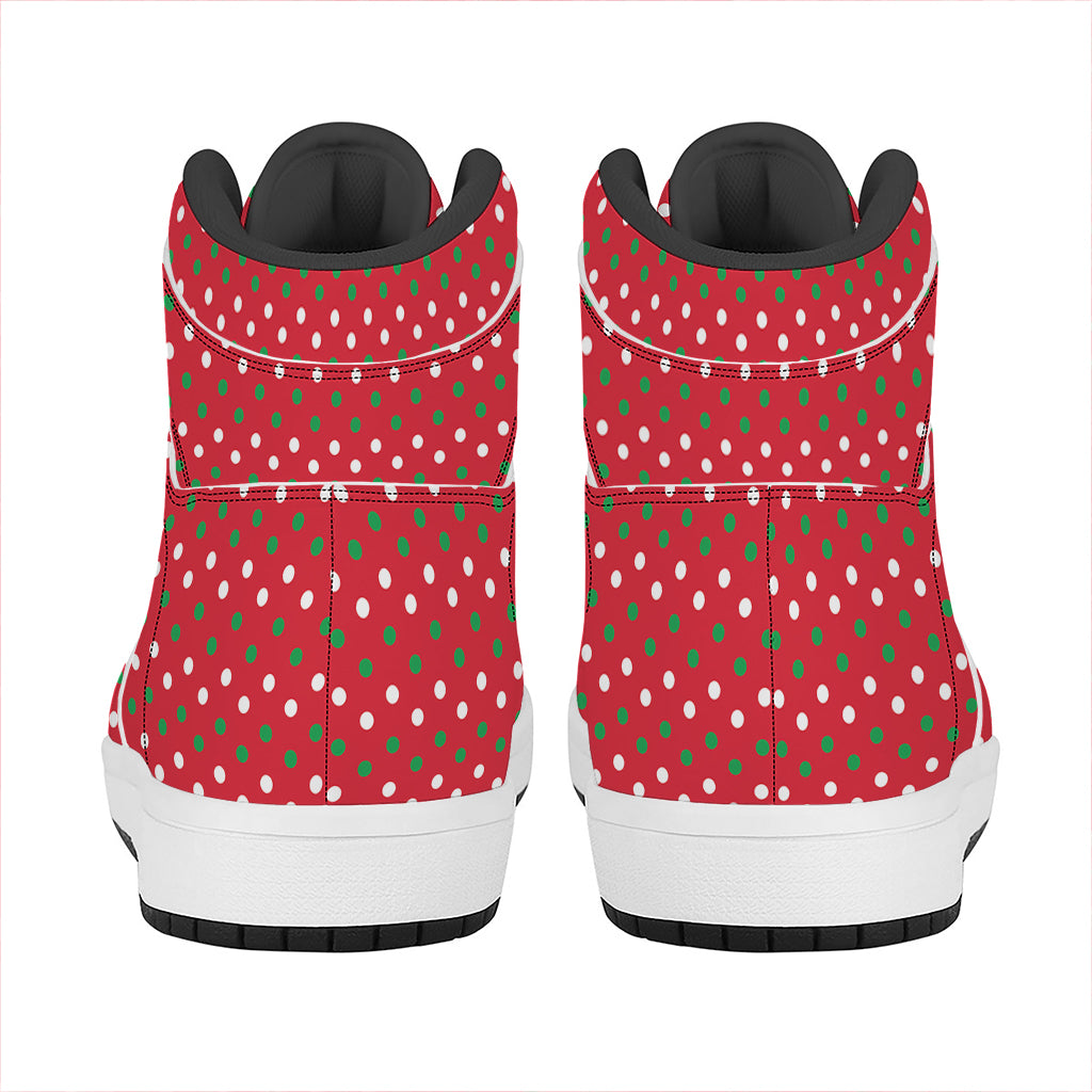 Christmas High Top Leather Sneakers with Polka Dot Design