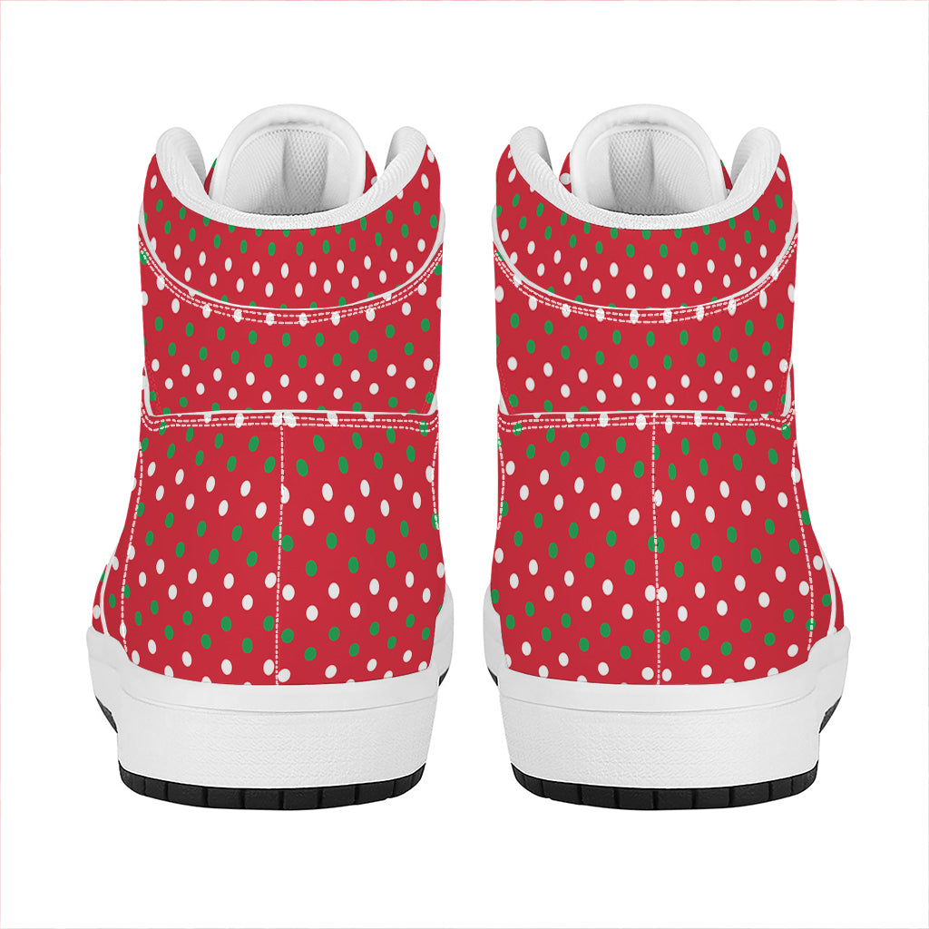 Christmas High Top Leather Sneakers with Polka Dot Design