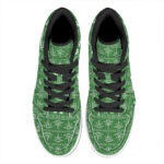 Christmas High Top Leather Sneakers with Pot Leaf Pattern