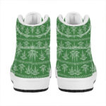 Christmas High Top Leather Sneakers with Pot Leaf Pattern