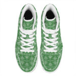 Christmas High Top Leather Sneakers with Pot Leaf Pattern