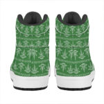 Christmas High Top Leather Sneakers with Pot Leaf Pattern