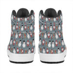 Christmas High Top Leather Sneakers with Santa Claus and Friends Design