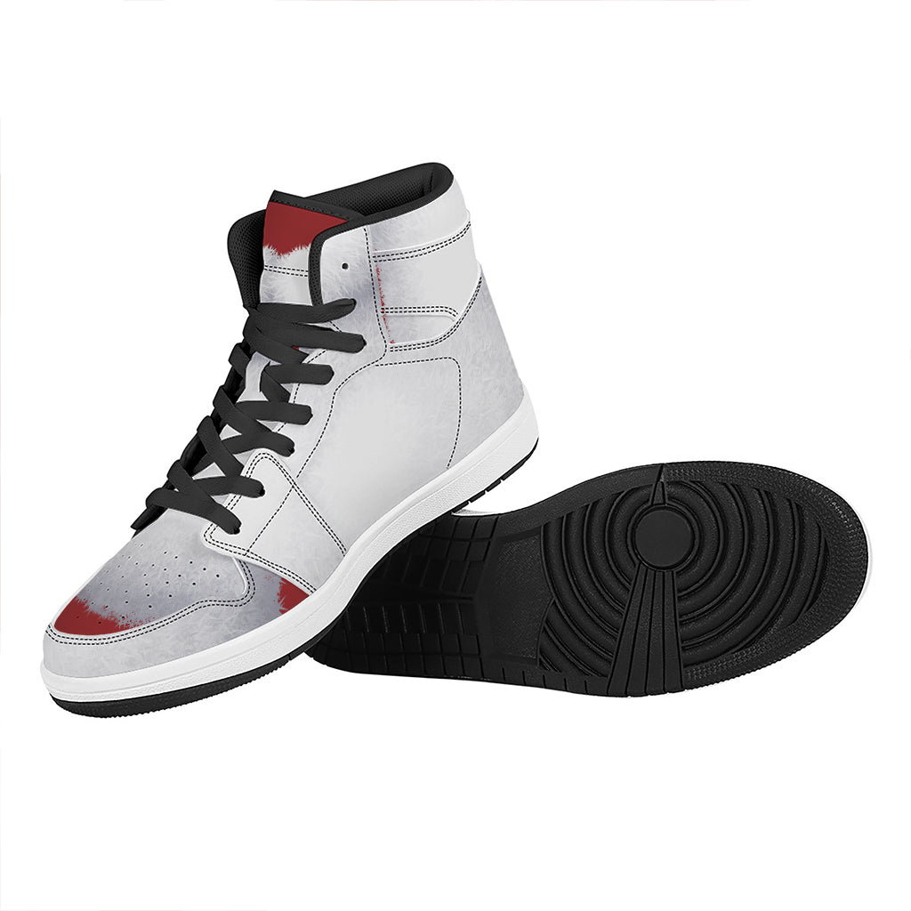 Christmas High Top Leather Sneakers with Santa Claus Beard Design