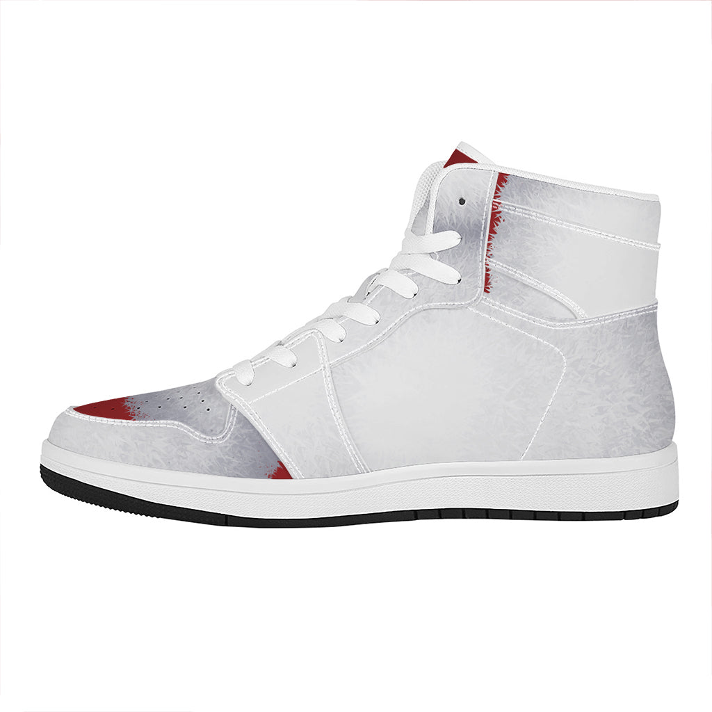 Christmas High Top Leather Sneakers with Santa Claus Beard Design