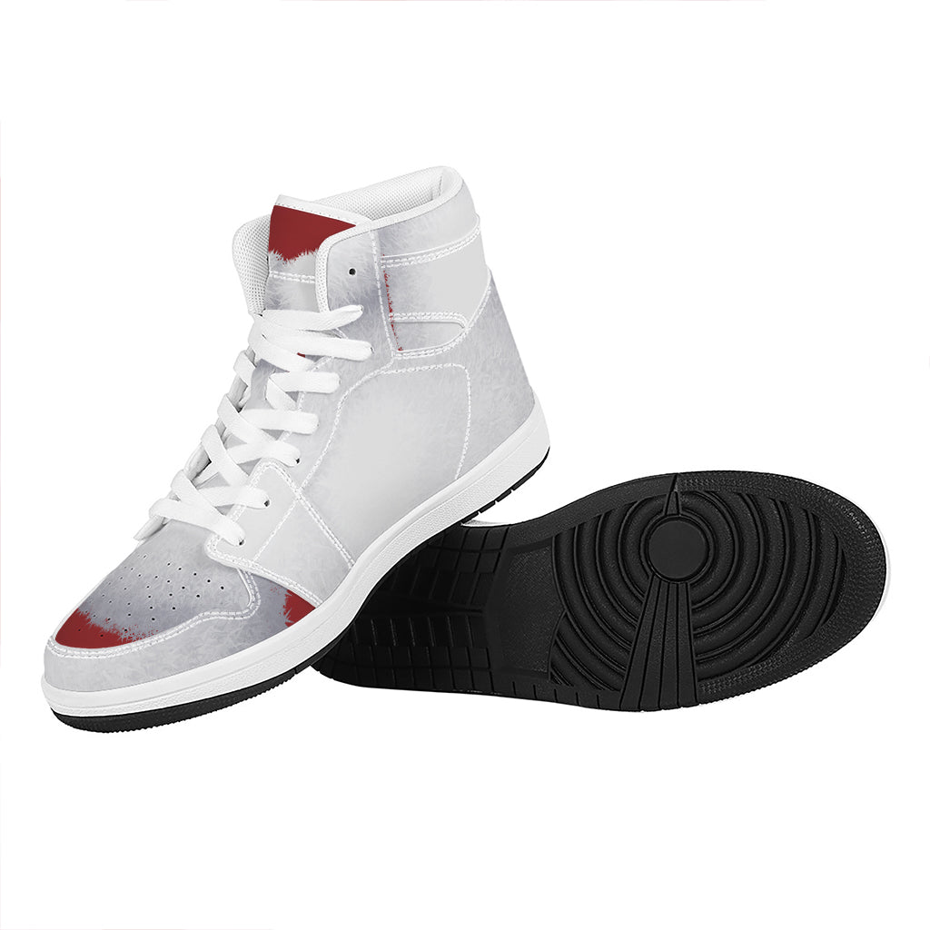 Christmas High Top Leather Sneakers with Santa Claus Beard Design