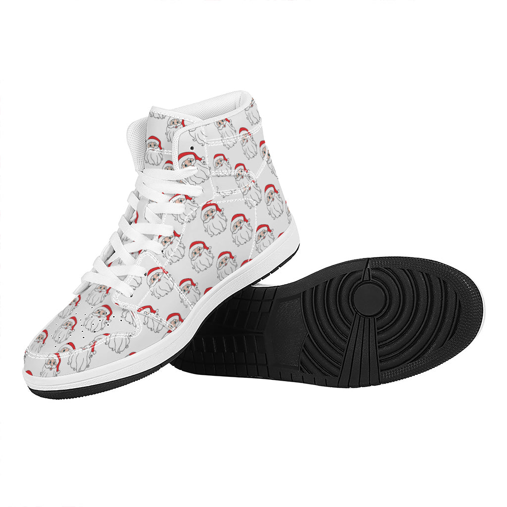 Christmas High Top Leather Sneakers with Santa Claus