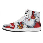 Christmas High Top Leather Sneakers with Santa Claus Design