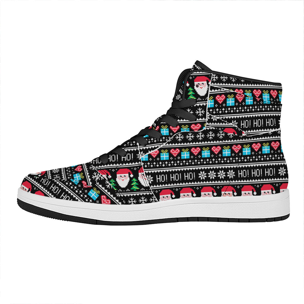 Christmas High Top Leather Sneakers Happy Funny