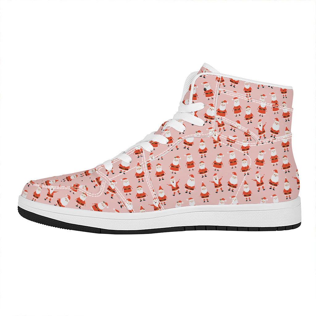 Christmas High Top Leather Sneakers with New Santa