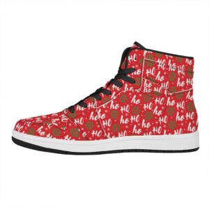 Christmas High Top Leather Sneakers With Santa Claus Print Ay3Qk