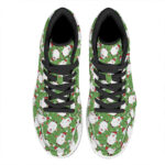 Christmas High Top Leather Sneakers with Santa Claus Print