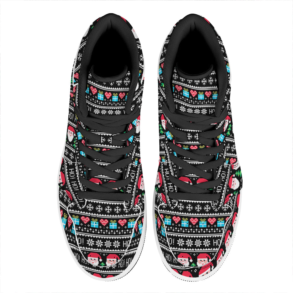 Christmas High Top Leather Sneakers Happy Funny