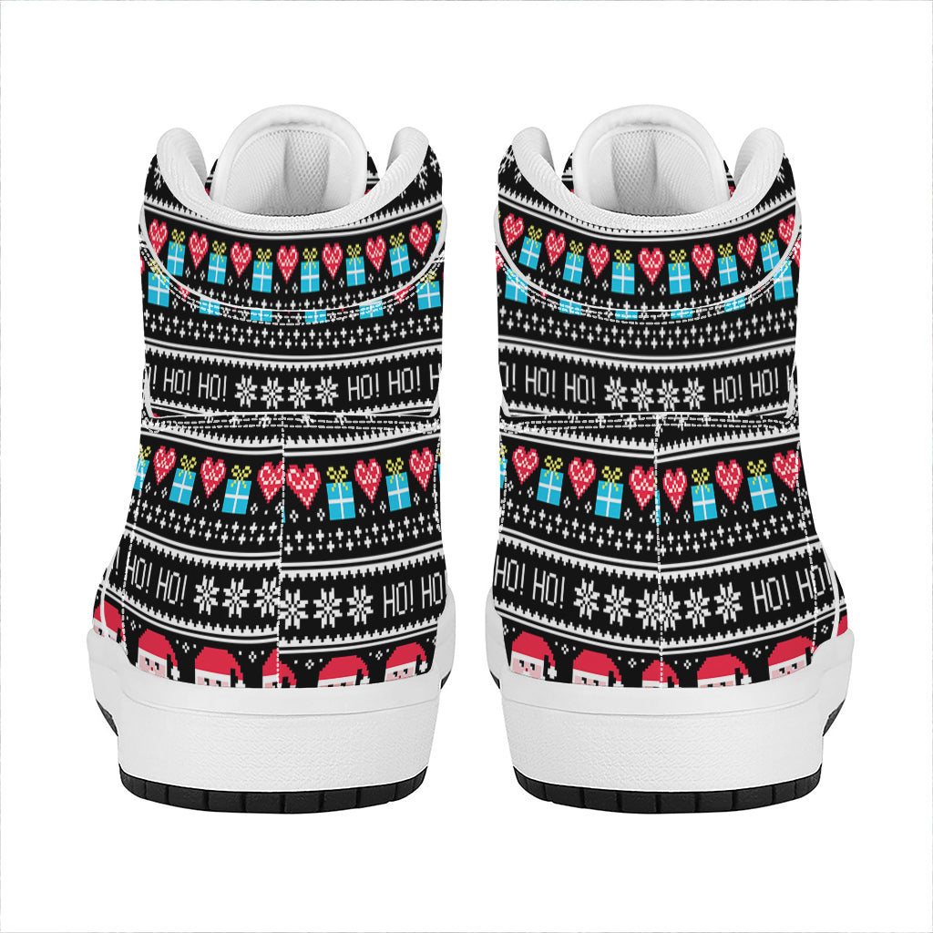 Christmas High Top Leather Sneakers Happy Funny