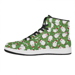 Christmas High Top Leather Sneakers With Santa Claus Print Wx3Ao