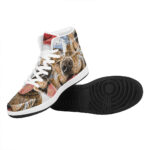 Christmas High Top Leather Sneakers with Santa Labrador Retriever Print