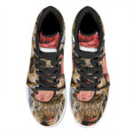 Christmas High Top Leather Sneakers with Santa Labrador Retriever Print