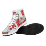 Christmas High Top Leather Sneakers with Santa Shih Tzu Design