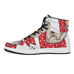 Christmas High Top Leather Sneakers With Santa Shih Tzu Design Yxgpc