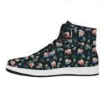 Christmas High Top Leather Sneakers with Sleeping Sloths Pattern