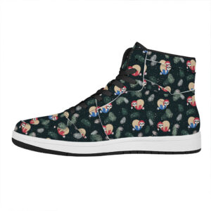 Christmas High Top Leather Sneakers With Sleeping Sloths Pattern Hjt38