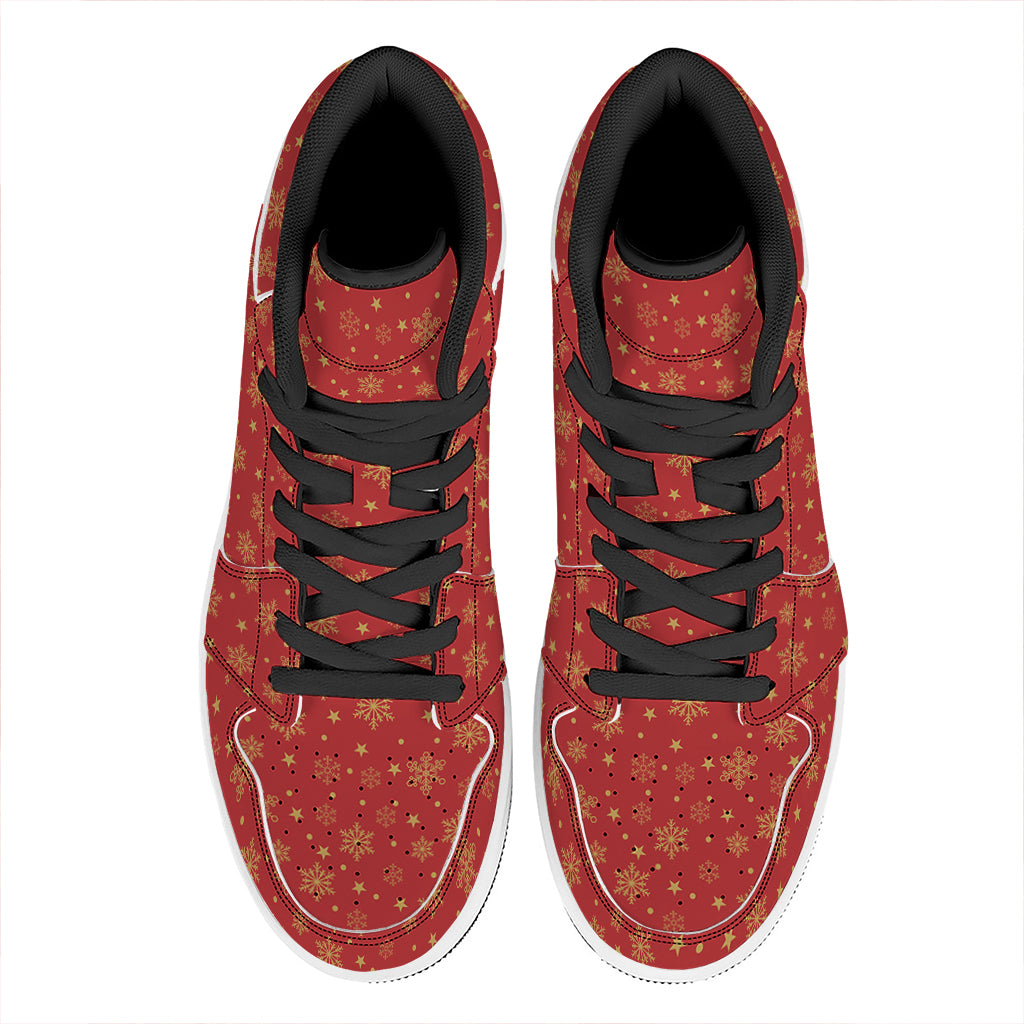 Christmas High Top Leather Sneakers with Snowflake and Star Design