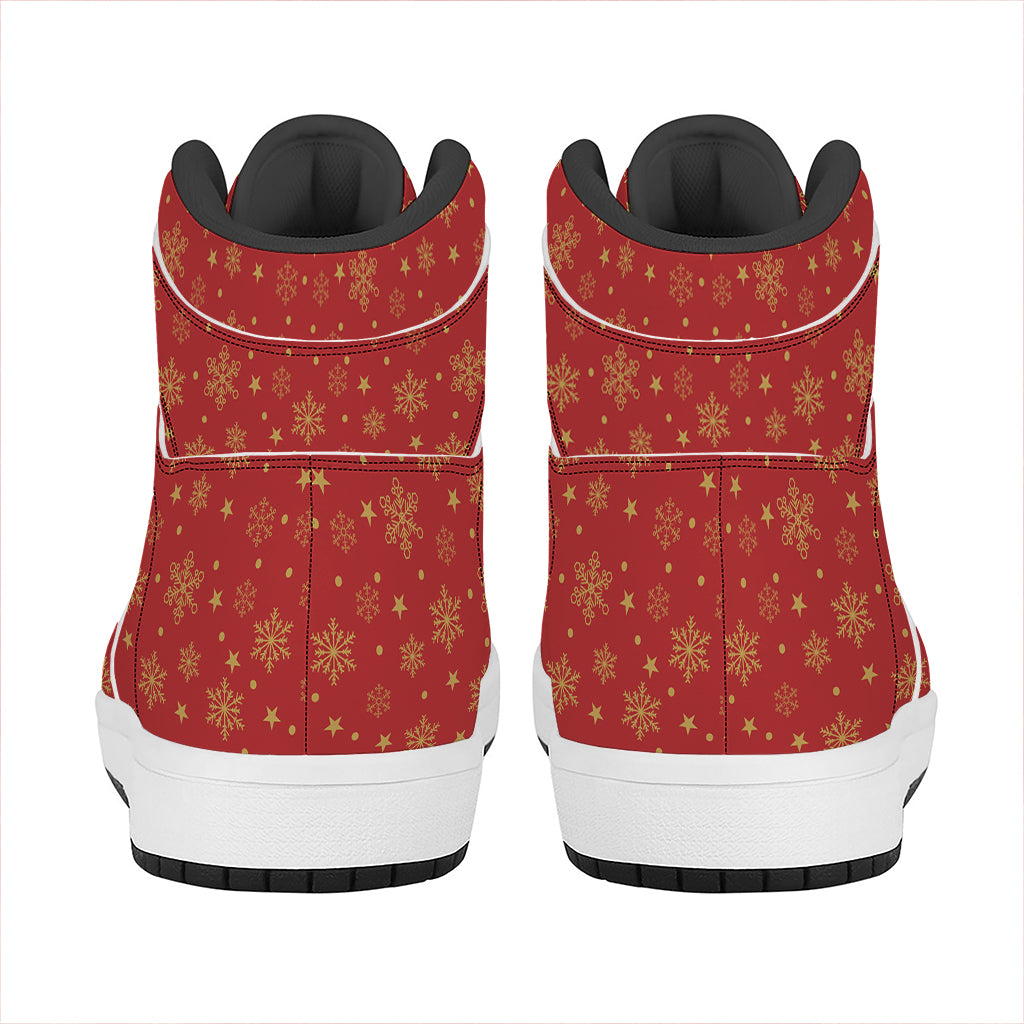 Christmas High Top Leather Sneakers with Snowflake and Star Design