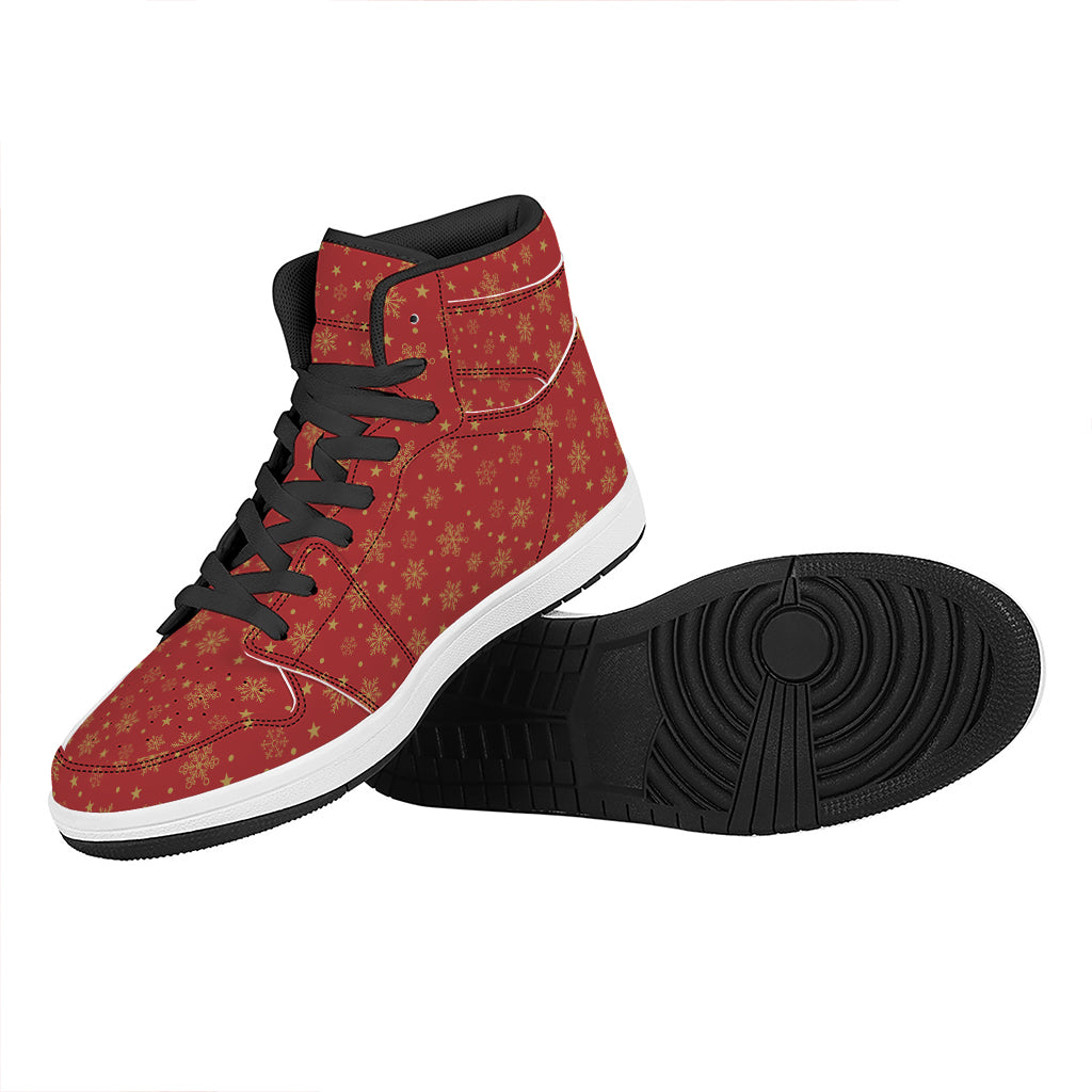 Christmas High Top Leather Sneakers with Snowflake and Star Design