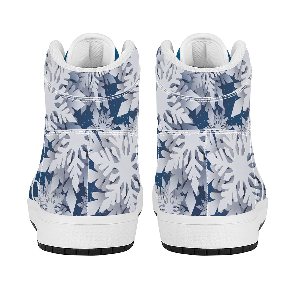 Christmas High Top Leather Sneakers with Snowflake Design