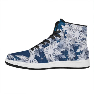 Christmas High Top Leather Sneakers With Snowflake Design Llclk