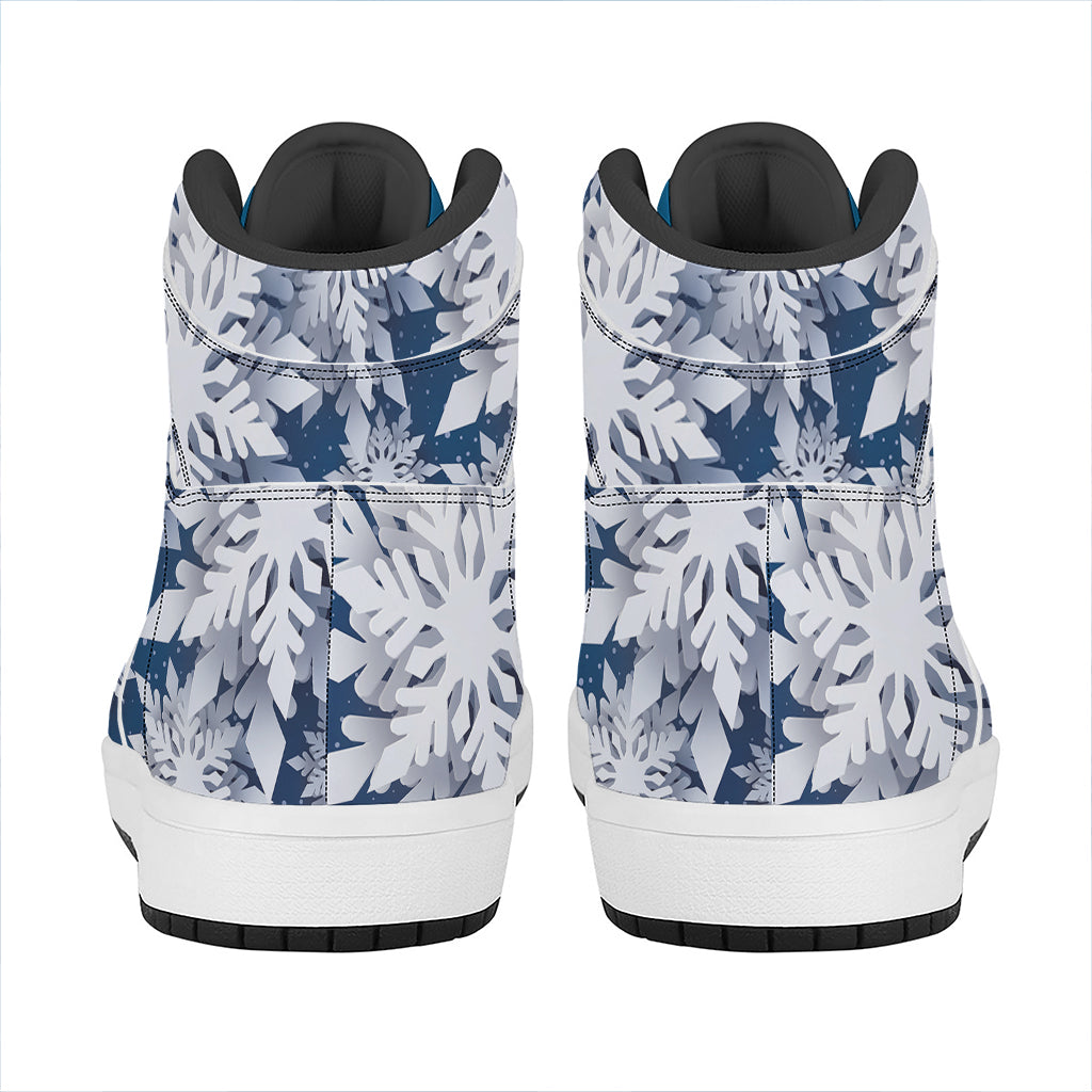 Christmas High Top Leather Sneakers with Snowflake Design