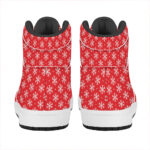 Christmas High Top Leather Sneakers with Snowflake Print Design