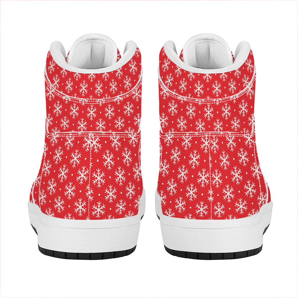 Christmas High Top Leather Sneakers with Snowflake Print Design