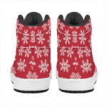 Christmas High Top Leather Sneakers with Snowflakes Design