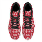 Christmas High Top Leather Sneakers with Snowflakes Design