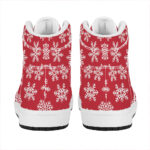 Christmas High Top Leather Sneakers with Snowflakes Design