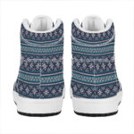 Christmas High Top Leather Sneakers with Snowman Knit Pattern