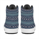 Christmas High Top Leather Sneakers with Snowman Knit Pattern