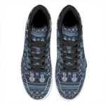 Christmas High Top Leather Sneakers with Snowman Knit Pattern