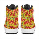 Christmas High Top Leather Sneakers with T-Rex Dino Print