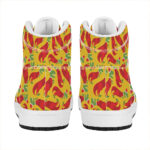 Christmas High Top Leather Sneakers with T-Rex Dino Print