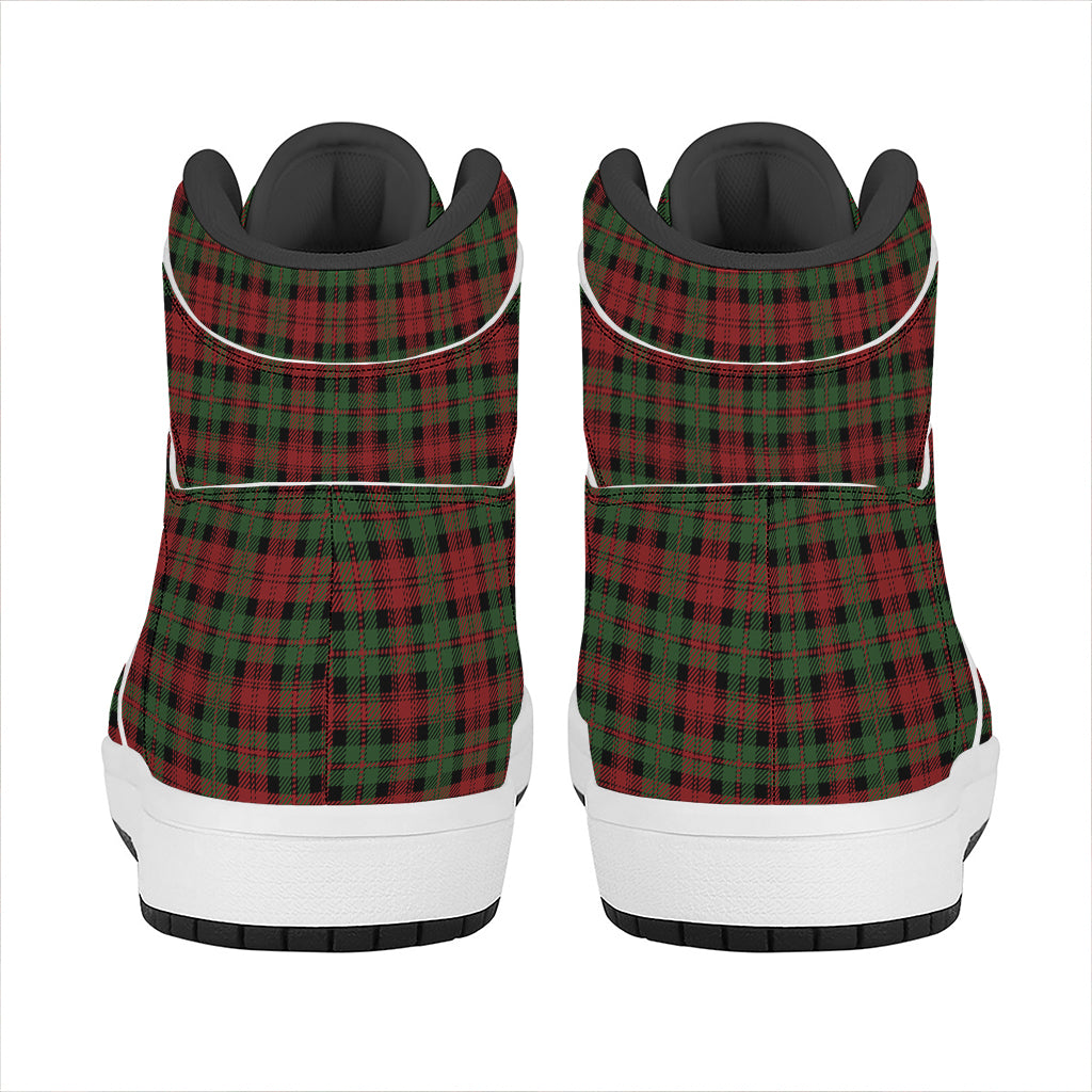 Christmas High Top Leather Sneakers with Tartan Pattern Print